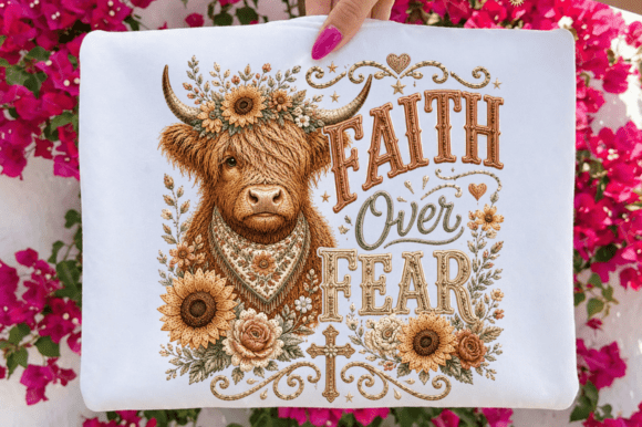Faith Over Fear Sunflower PNG for Sublimation