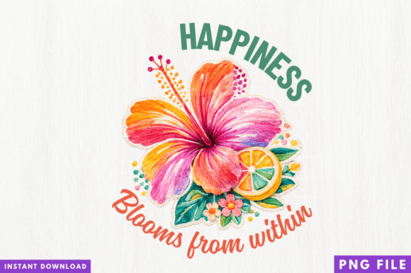 Happiness Blooms Floral PNG Design: Elevate Your Sublimation Projects with Ease