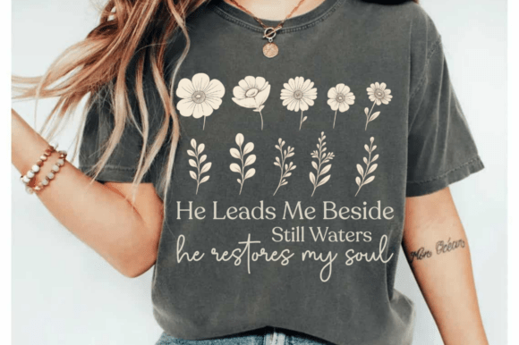 He Leads Me Beside Still Waters SVG PNG: Elevating Faith-Based Crafting with Professional Digital Art