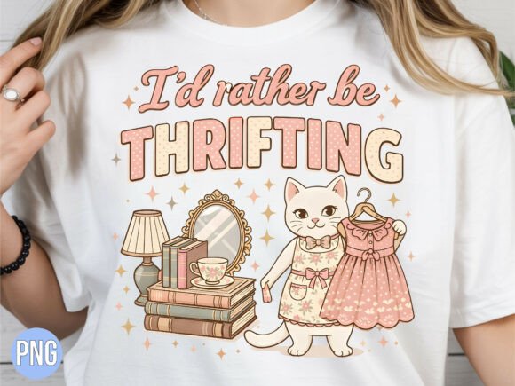 Mastering Your Design Projects with the Rather Be Thrifting Cute Cat Vintage PNG