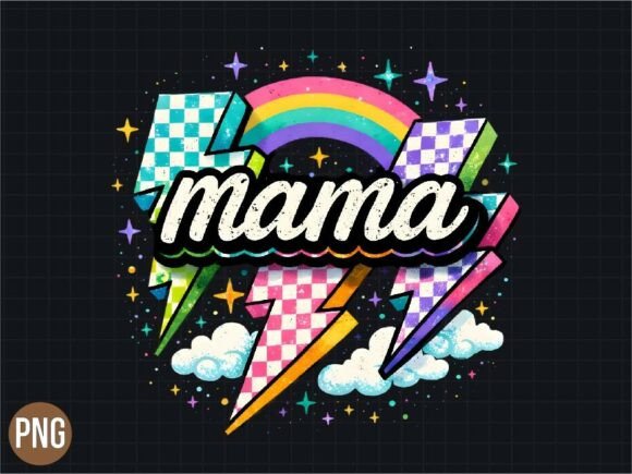 Retro Mama Lightning PNG Shirt Design